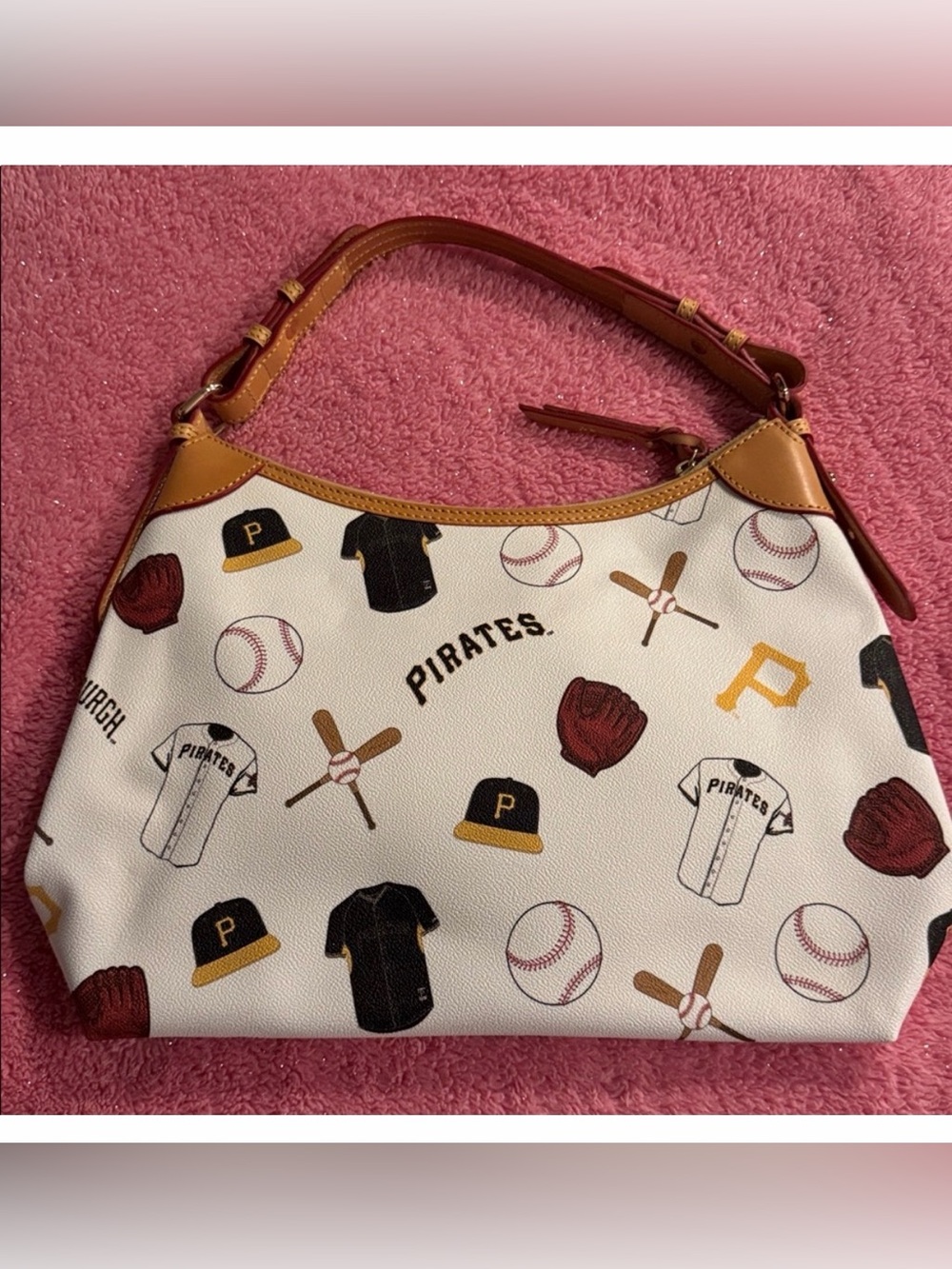 Dooney & Bourke Pirates Print hobo Bag in White/Tan - Picture 2 of 5